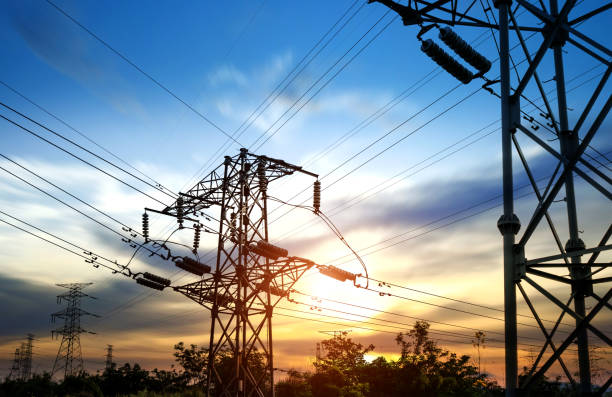 istock High pressure wire tower at sunset at dusk 950368498