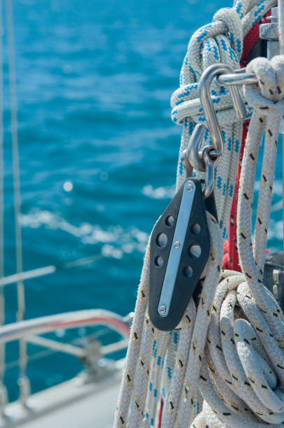 istock Nautical Ropes On A Sailboat At Sea 950375716