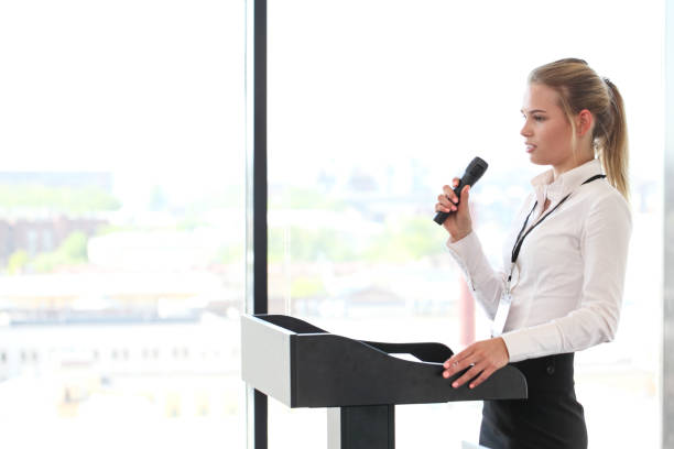 istock Businesswoman giving presentation 950376032