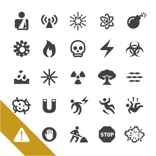 значки предупреждения и опасности - выберите серию - toxic waste vector biohazard symbol skull and crossbones stock illustrations