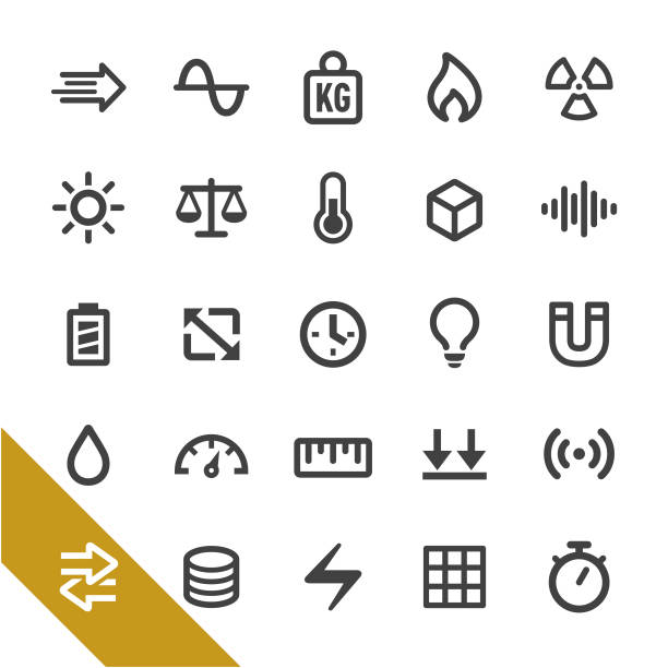 Measurement Units Icons - Select Series Measurement Units, science, length stock illustrations