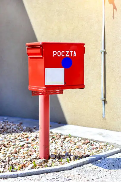 Photo of Red mailbox, state Polish postal service Bialystok