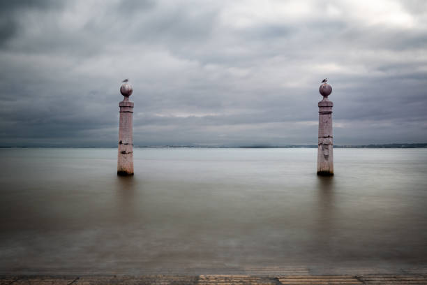 Panoramic photograph of the 25 de Abril bridge in the city of Lisbon over the Tajo River
