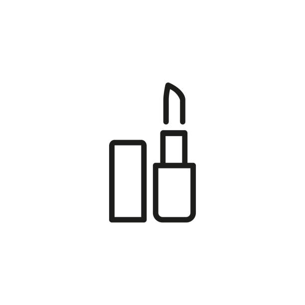 Open lipstick line icon Line icon of open lipstick. Lip gloss, chapstick, lip balm. Make-up concept. For topics like beauty, skincare, cosmetics scent container stock illustrations