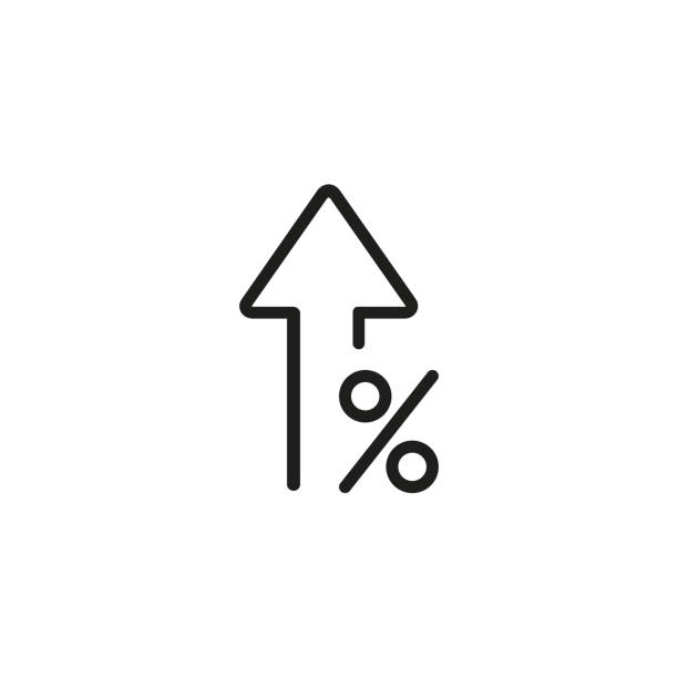 Percent up line icon Percent up line icon. Percentage, arrow, growth. Banking concept. Can be used for topics like investment, interest rate, finance percentage sign stock illustrations