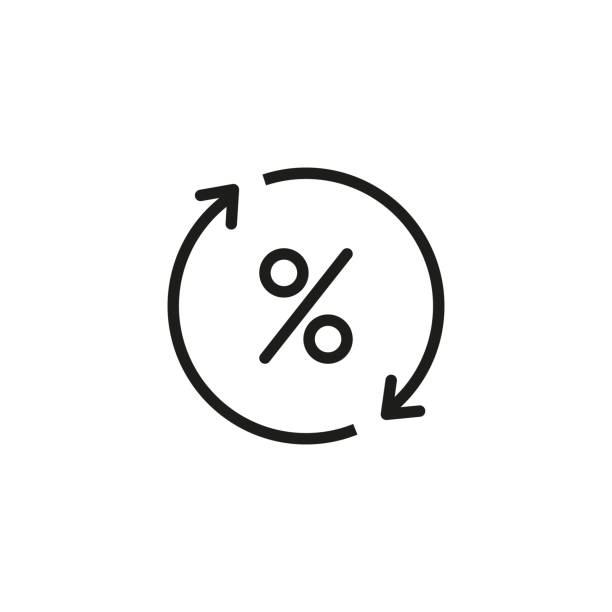 illustrations, cliparts, dessins animés et icônes de icône de ligne pourcentage de remboursement - loan reversing finance currency