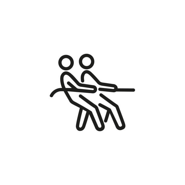 ilustrações de stock, clip art, desenhos animados e ícones de tug of war line icon - pulling