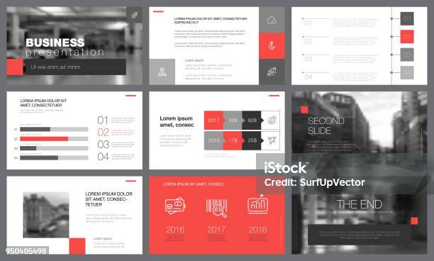 Black Red And White Elements For Slide Templates Stock Illustration - Download Image Now - Infographic, Red, Template
