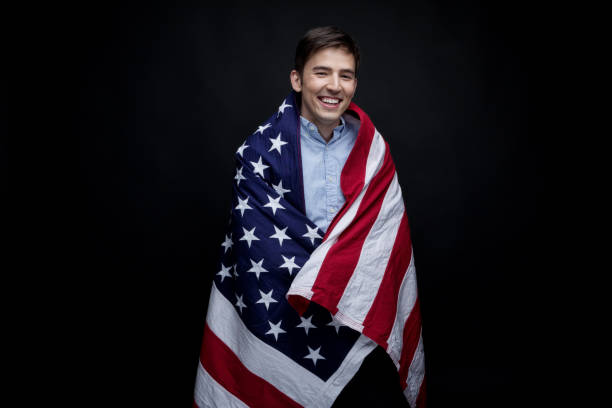 istock Happy man wearing the American Flag 950405882
