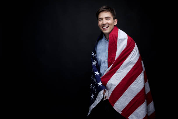 istock Happy man wearing the American Flag 950406064