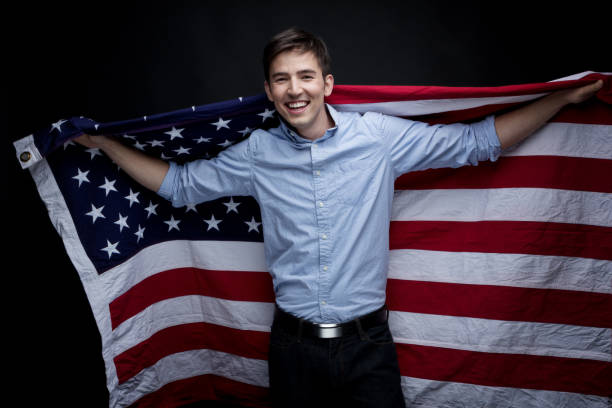 istock Happy man wearing the American Flag 950408152