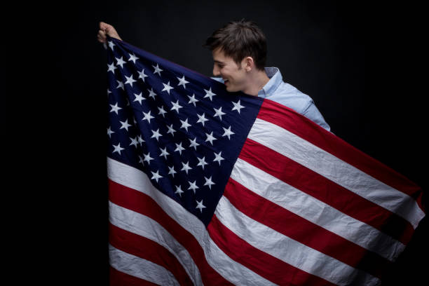 istock Happy man wearing the American Flag 950408322