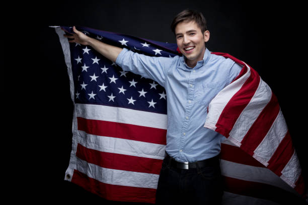 istock Happy man wearing the American Flag 950408746