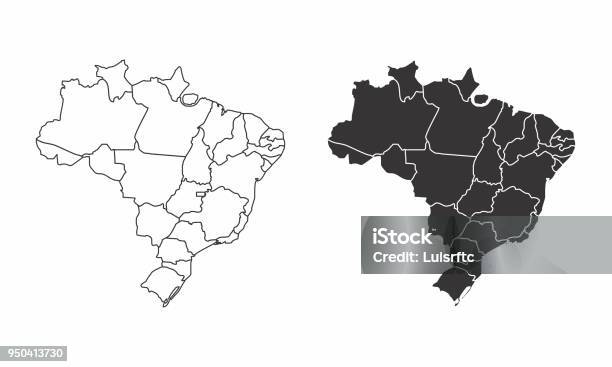 巴西地圖向量圖形及更多巴西圖片 - 巴西, 地圖, 矢量圖