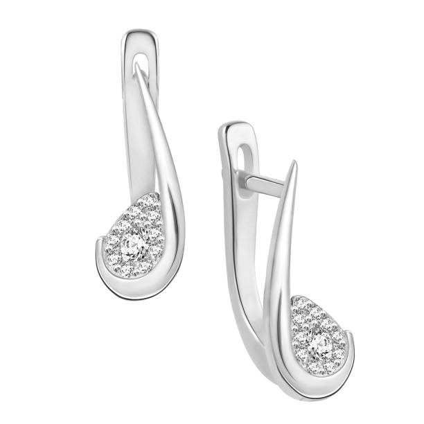 istock Earrings of gold with diamonds (on white background) 950417044