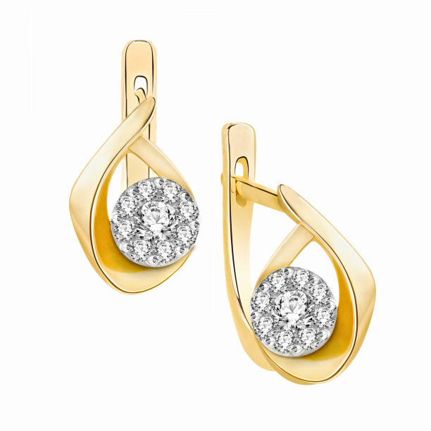 istock Earrings of gold with diamonds (on white background) 950417048