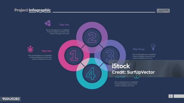 Quadruple Intersect Slide Template Stock Illustration - Download Image Now - Abstract, Analyzing, Blue