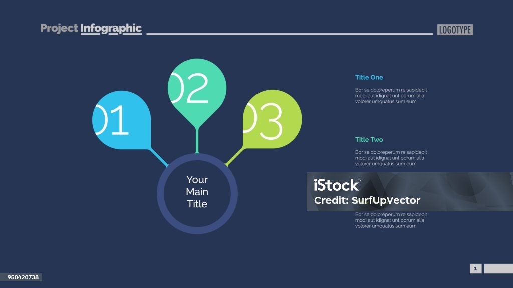 Three Ideas Slide Example Three Options Of Main Idea Slide Template Stock Illustration - Download ...
