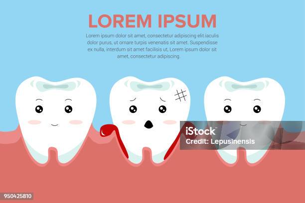 Cute Cartoon Tooth Character With Gum Problem Dental Care Concept  Gingivitis And Bleeding Illustration Stock Illustration - Download Image  Now - iStock