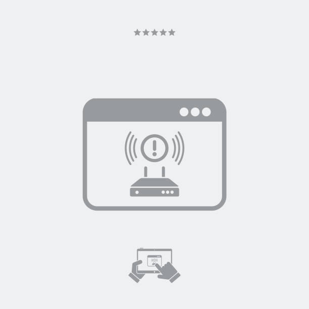Error connection router window Flat and isolated vector eps illustration icon with minimal and modern design connection interrupted stock illustrations