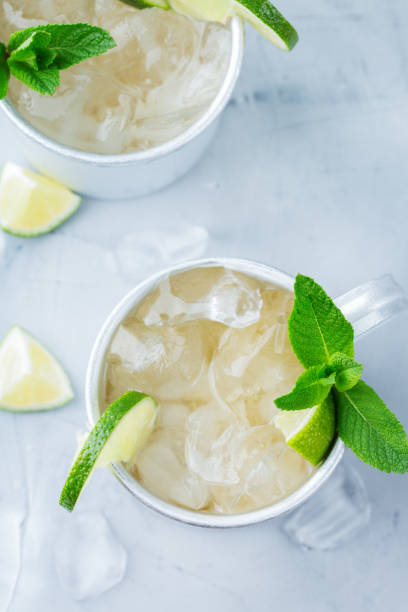 istock Moscow mule cocktail with vodka, ginger beer, lime and mint 950438430