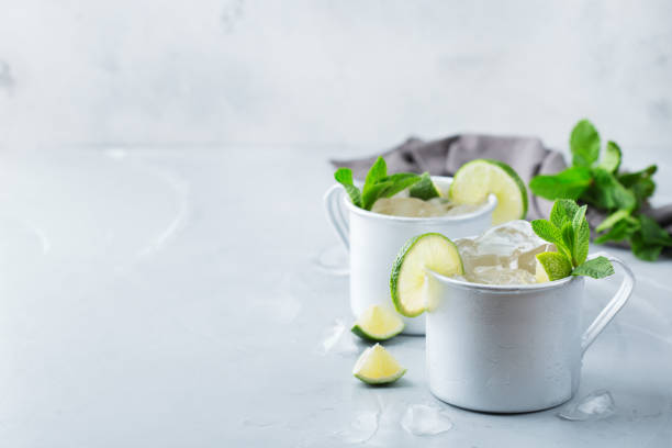 istock Moscow mule cocktail with vodka, ginger beer, lime and mint 950439268