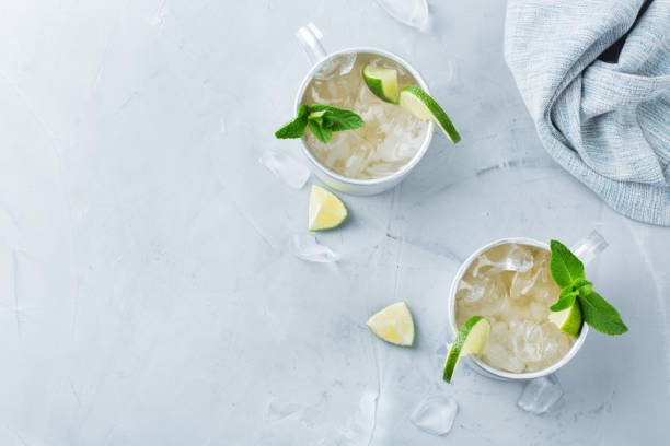 istock Moscow mule cocktail with vodka, ginger beer, lime and mint 950441656