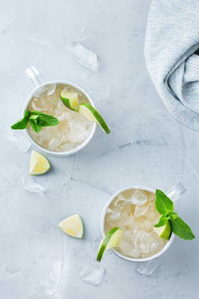 istock Moscow mule cocktail with vodka, ginger beer, lime and mint 950441780