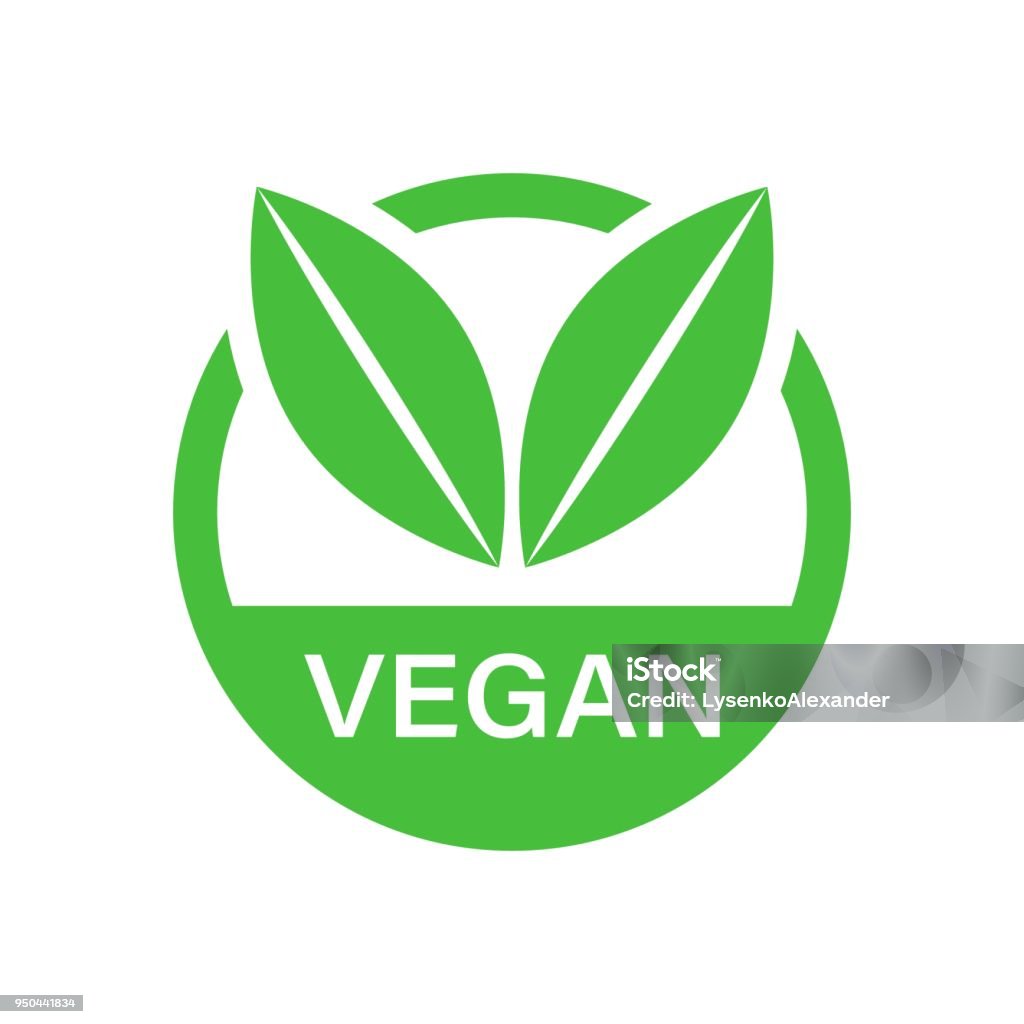 Vegan label badge vector icon in flat style. Vegetarian stamp illustration on white isolated background. Eco natural food concept. Vegan Food stock vector