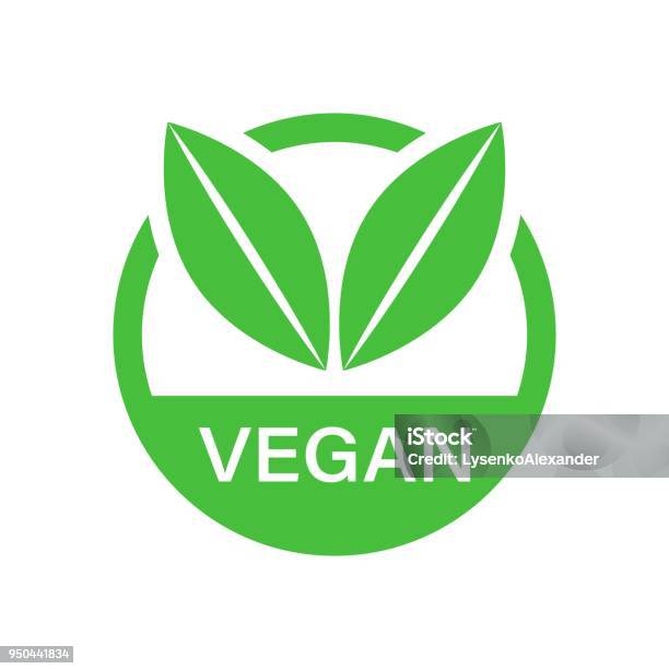 Vegan Label Badge Vector Icon In Flat Style Vegetarian Stamp Illustration On White Isolated Background Eco Natural Food Concept Stock Illustration - Download Image Now