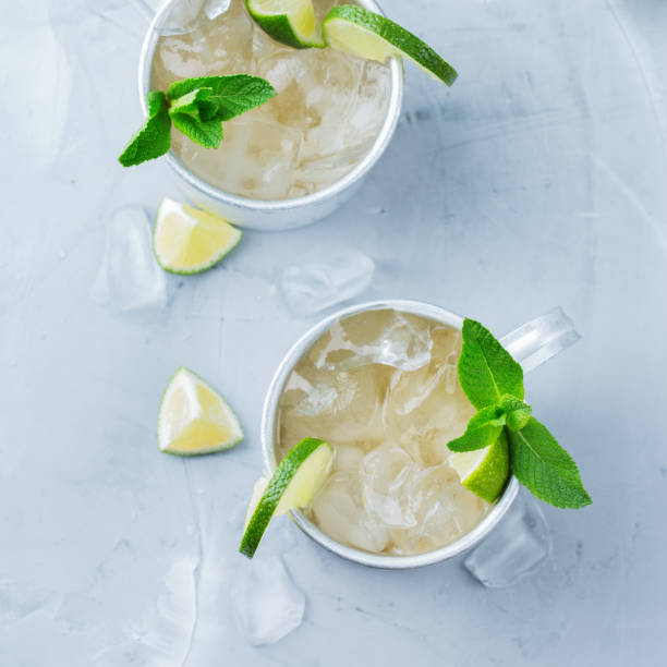 istock Moscow mule cocktail with vodka, ginger beer, lime and mint 950441882
