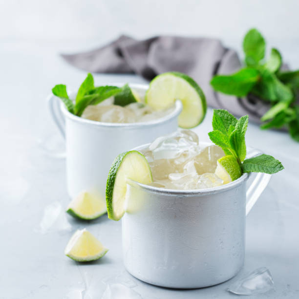 istock Moscow mule cocktail with vodka, ginger beer, lime and mint 950441958