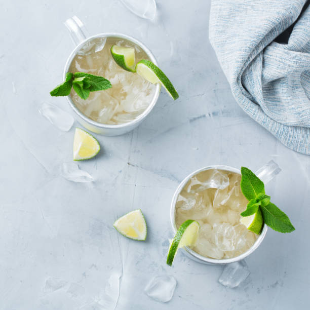 istock Moscow mule cocktail with vodka, ginger beer, lime and mint 950442242