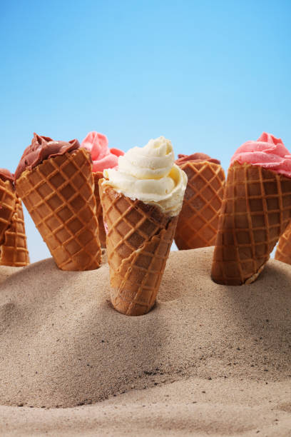 istock Vanilla frozen yogurt or soft ice cream in waffle cone. 950445962