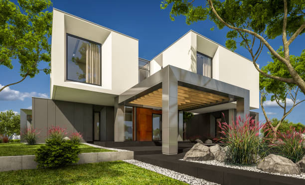 istock 3d rendering of modern cozy house in the garden 950447380