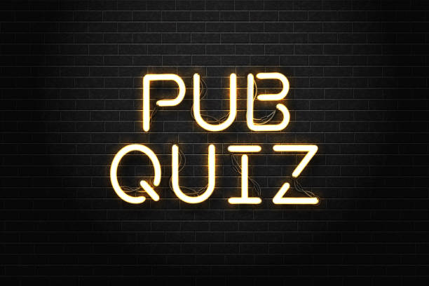 Vector realistic isolated neon sign of Pub Quiz lettering  for decoration and covering on the wall background. Vector realistic isolated neon sign of Pub Quiz lettering  for decoration and covering on the wall background. pub stock illustrations