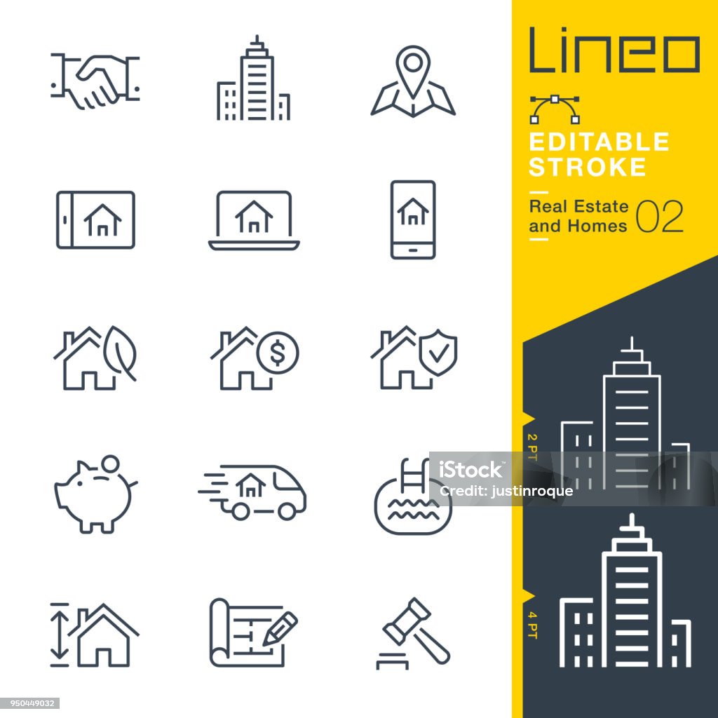 Lineo Editable Stroke - Real Estate and Homes line icons. Vector Icons - Adjust stroke weight - Expand to any size - Change to any colour Icon Symbol stock vector