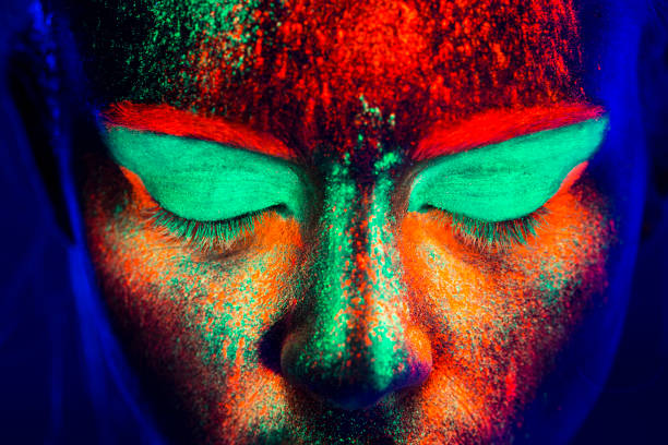 Woman Portrait painted with UV makeup color