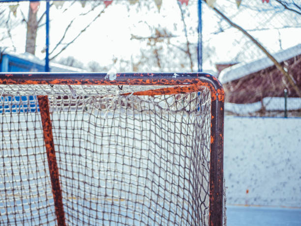 istock empty hockey gates before the match on a winter sunny day 950463024