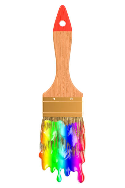 a composition made of several paintbrushes with paint on a table