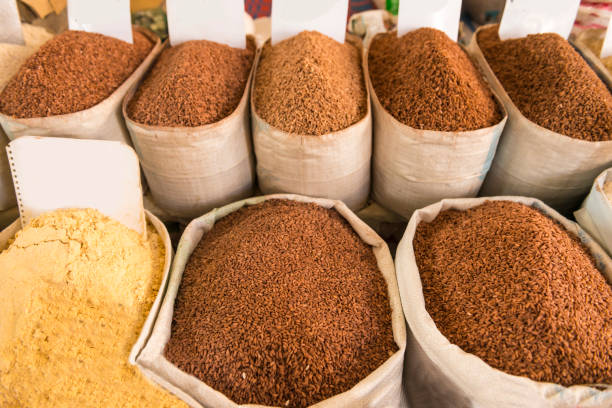 istock Brown rice at the market 950465514
