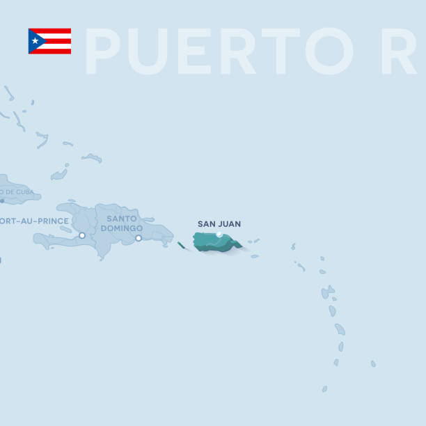 verctor karte von städten und straßen in puerto rico. - puerto rico map vector road stock-grafiken, -clipart, -cartoons und -symbole