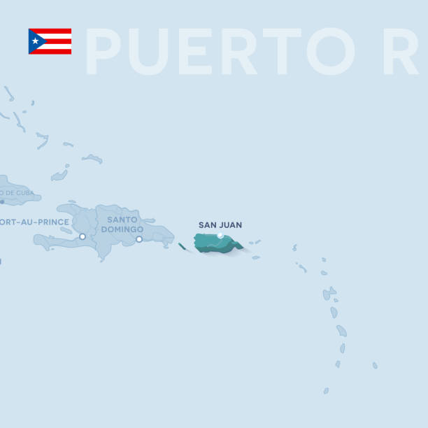 verctor mapa miast i dróg w portoryko. - puerto rico map vector road stock illustrations