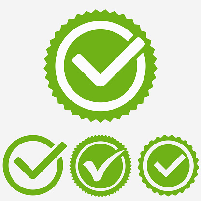 Green tick mark. Check mark icon. Tick sign. Green sign approval isolated on white background. Vector
