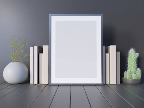 istock Mock up, hipster background, 3d illustration poster,  render,  rendering,  retro,  room,  style,  table,  template,  up,  wall 950473928