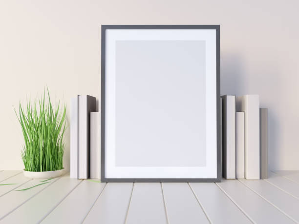 istock Mock up, hipster background, 3d illustration poster,  render,  rendering,  retro,  room,  style,  table,  template,  up,  wall 950474094