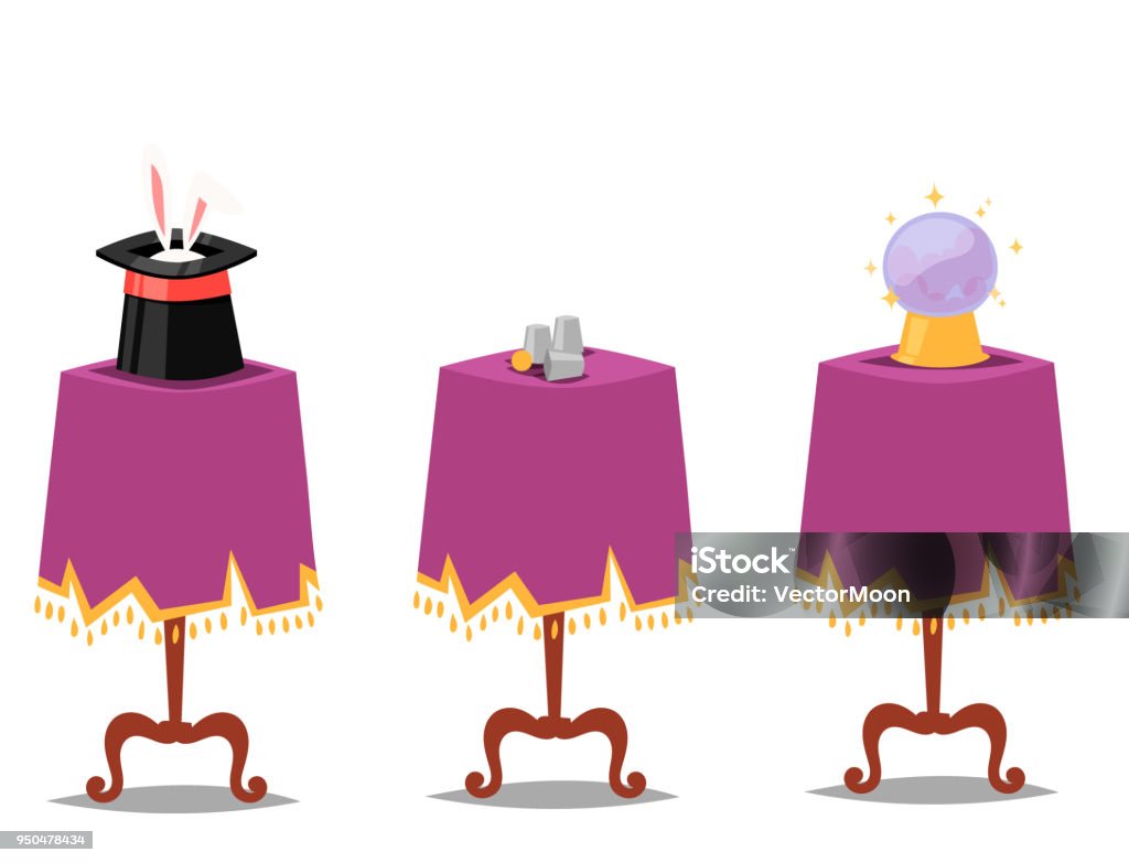 Magic Table Fun Sign Magic Effect Trick Vector Table Symbol Magician Tools And Surprise ...