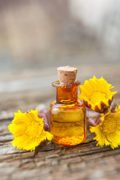 istock foalfoot essential oil in  beautiful bottle on table 950478516
