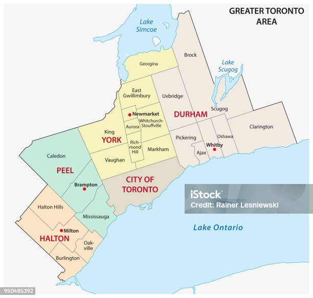 Greater Toronto Area Administrative And Political Map Stock Illustration - Download Image Now