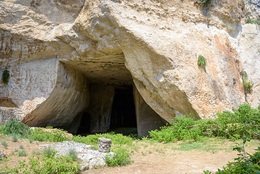 Grotta dei Cordari in Neapolis Archaeological Park in Syracuse, Sicily, Italy
